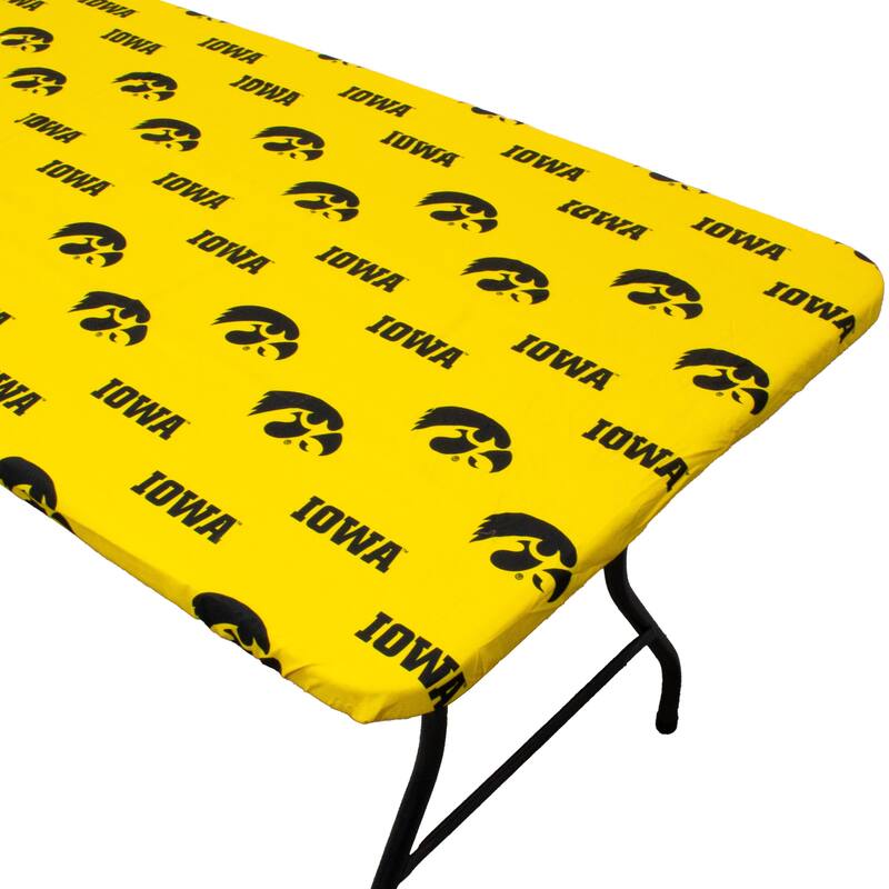 Iowa Hawkeyes Tailgate Fitted Tablecloth, 33" x 33", Card Table - 72" x 30", 6 ft table