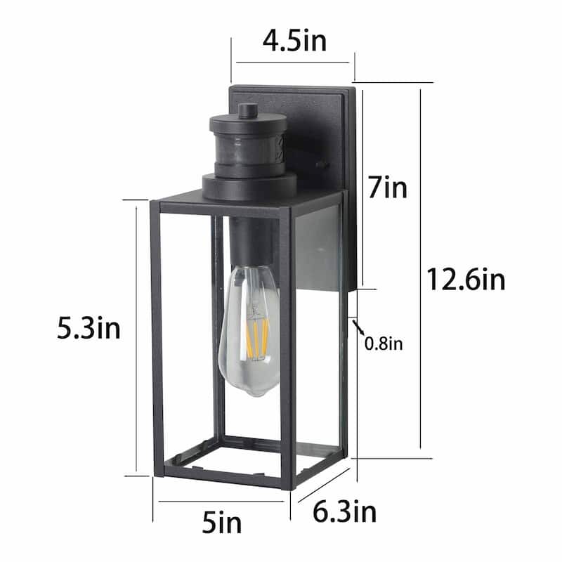 Matte Black Motion Sensing Outdoor Hardwired Wall Sconce