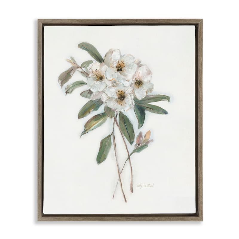 Stupell Flower Sprig Bundle Framed Floater Canvas Wall Art Design By Sally Swatland - 25 x 31 - Brown