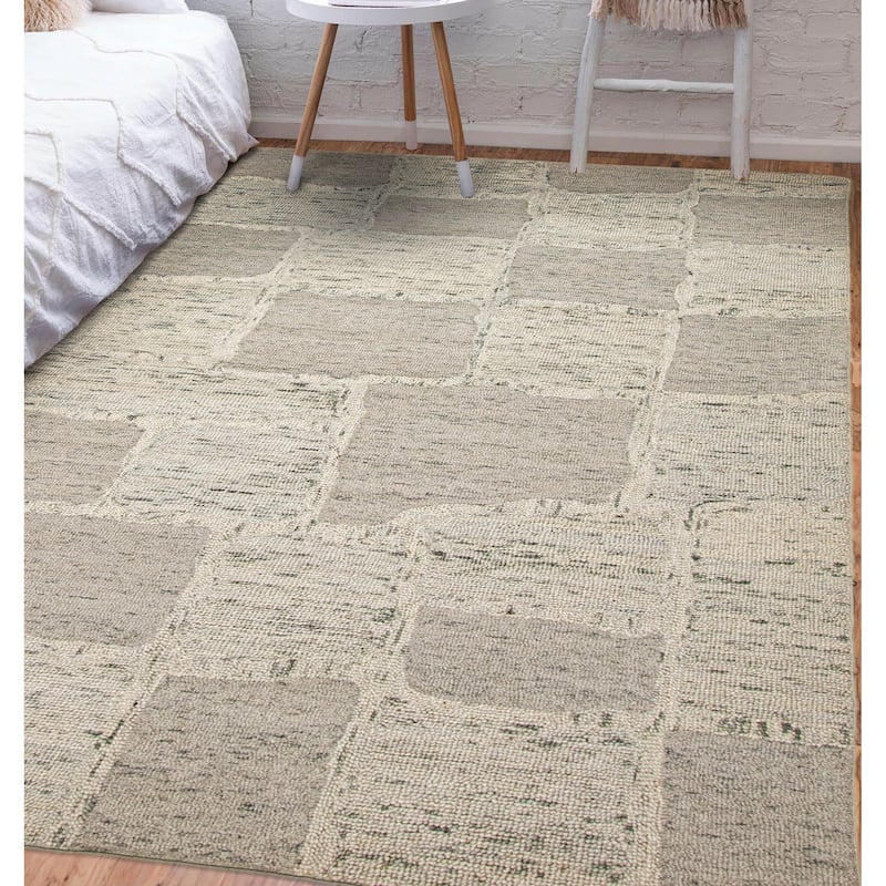 ECARPETGALLERY Hand Tufted Timeless Blue Wool Rug - 5'0 x 8'0