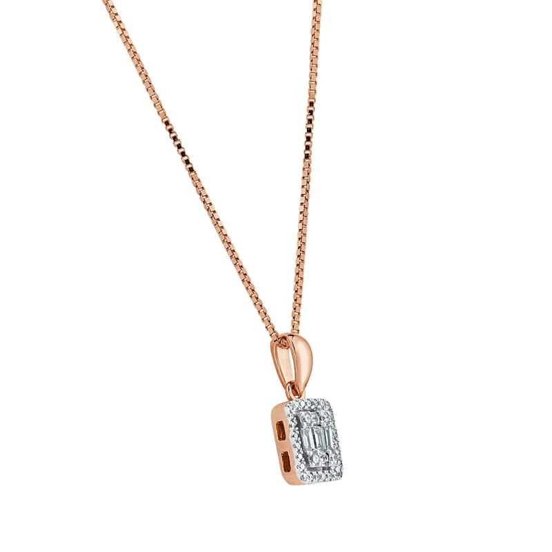 Auriya 1/3cttw Emerald Halo Diamond Necklace 14k Gold (H-I, I1-I2)