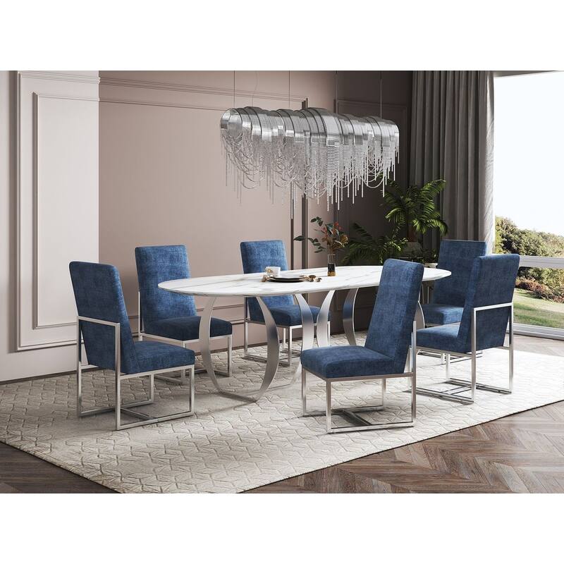 Element Blue Velvet Dining Armchair (Set of 2) - Blue