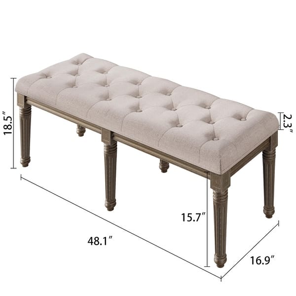 Button Down Bench Button-Tufted Wood Bench-Upholstered Bench for Living Room Piano Shoe ...