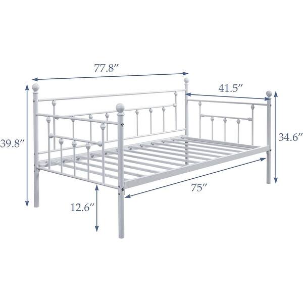 VECELO Daybed Metal Platform Bed Frame Twin Size, White Daybed