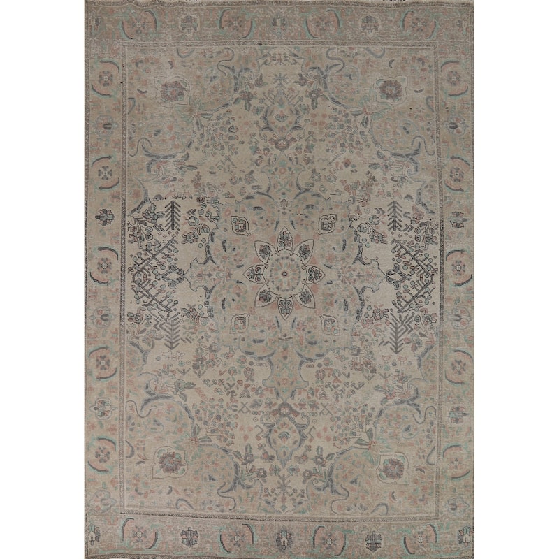 Earth Tone Tabriz Persian Area Rug Hand-Knotted Wool Carpet - 7'7"x 10'4"