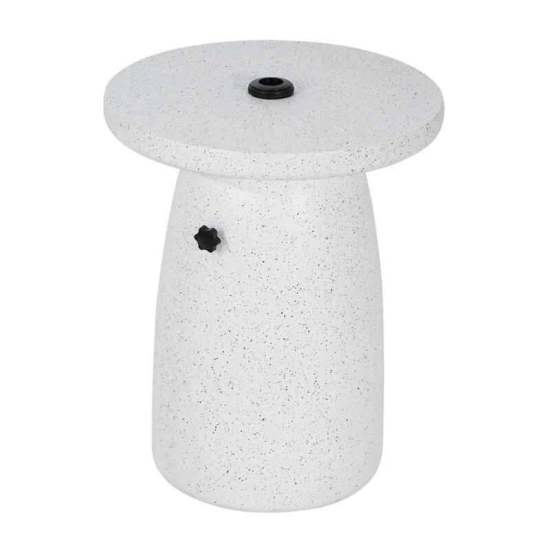 Roomfitters Tess Outdoor Patio Side Table Umbrella Base with Sand Filling Design, MGO White Marble Finish