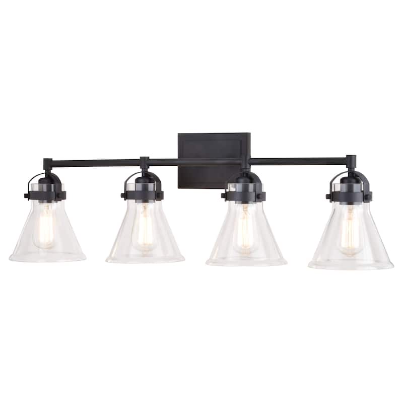 Mason Farmhouse Black Bathroom Vanity Light Fixture Clear Glass