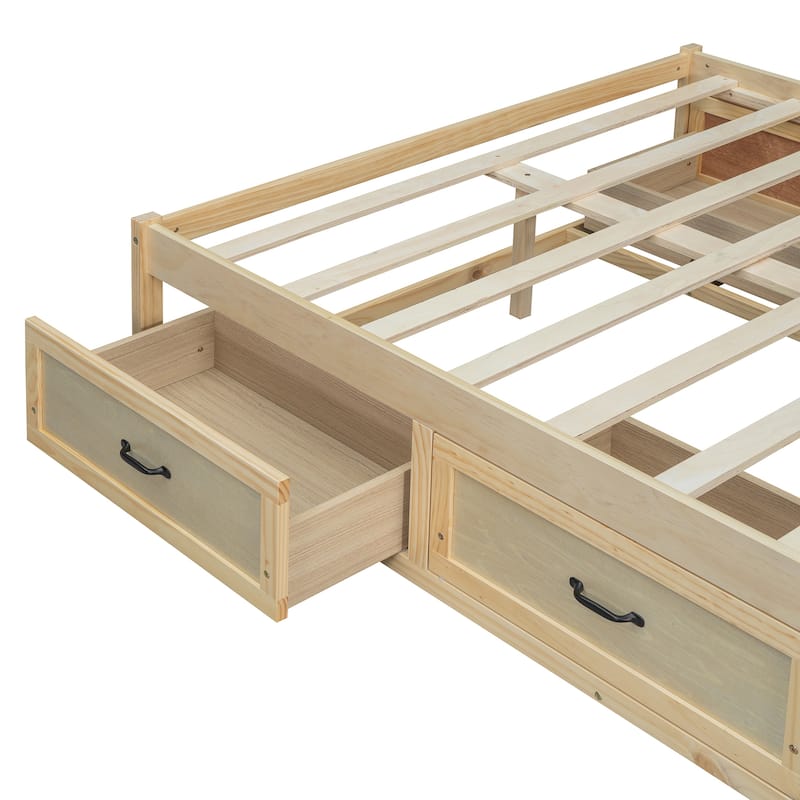 Full Size MDF Platform Bed with 6 Storage Drawers and Minimalist Design