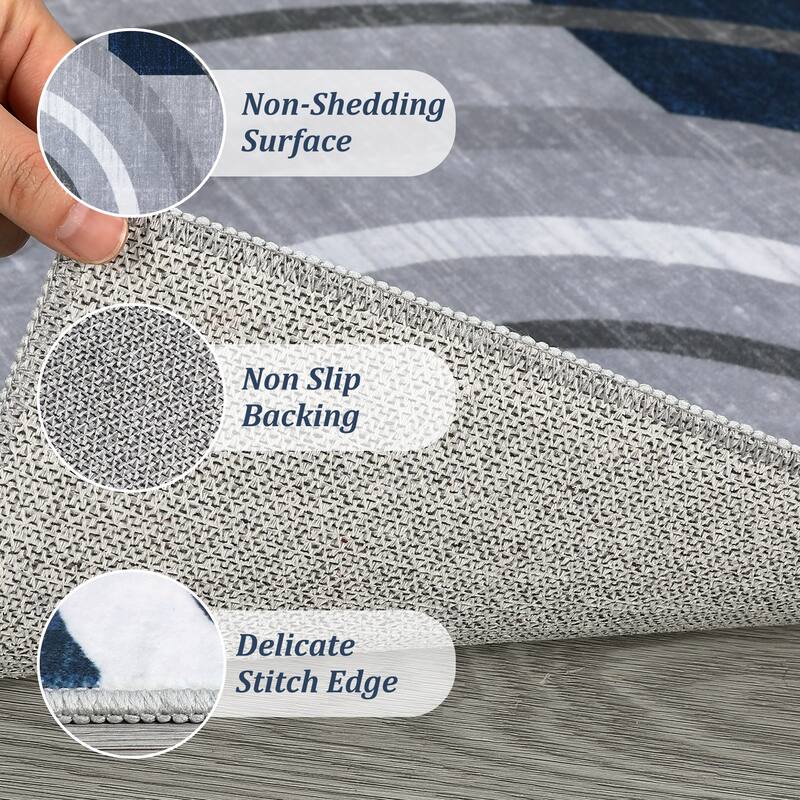 Washable Rugs for Living Room Bedroom Circles Pattern Rug Modern Geometric Area Rug