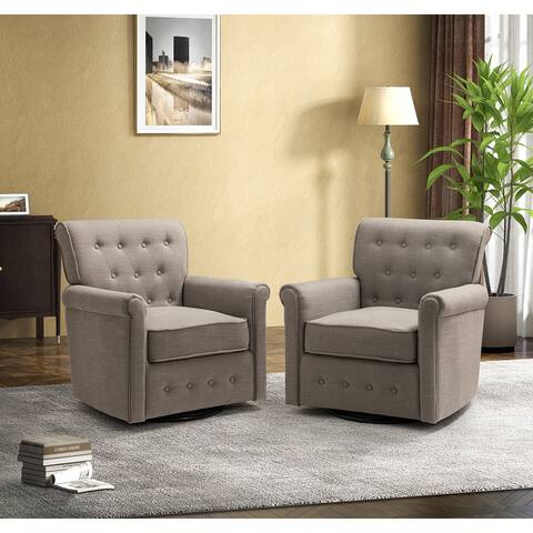Hermaphroditus Comfy Swivel Armchair Set of 2 with Metal Base by HULALA HOME