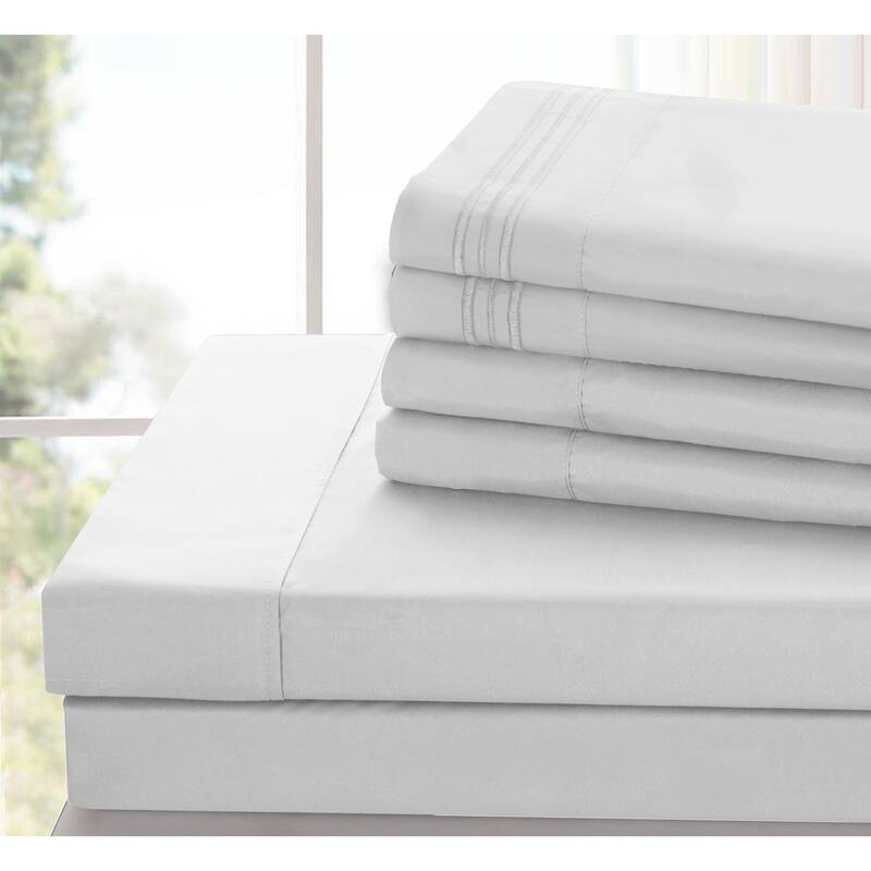 6 Piece Bed Sheet Set Deep Pocket Ultra Soft Microfiber Bedding Sheets