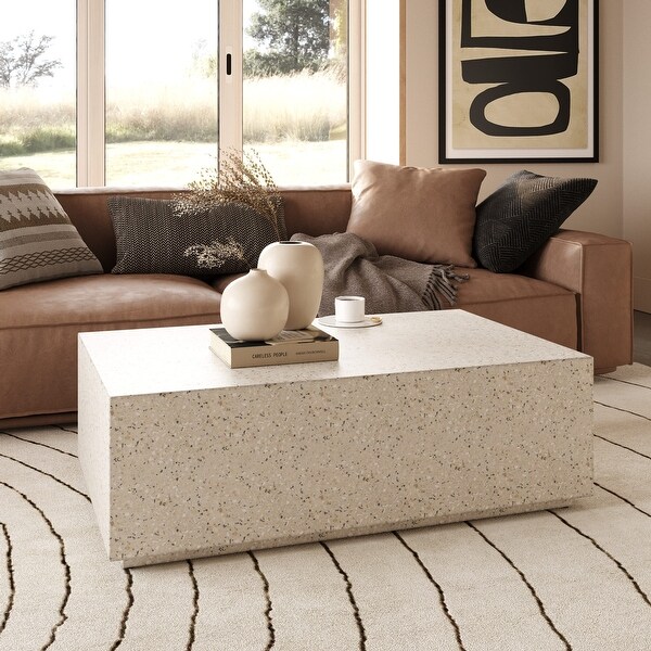 Modrest Fresno Modern Terrazzo Concrete Coffee Table - Bed Bath