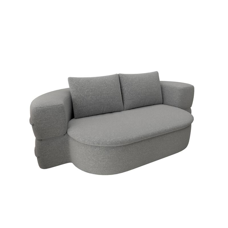 2-in-1 Lazy Couch Futon Loveseat Sofa Convertible Twin Size Floor Bed Foldable Mattress Comfy Lounge Chair with 2 Pillows