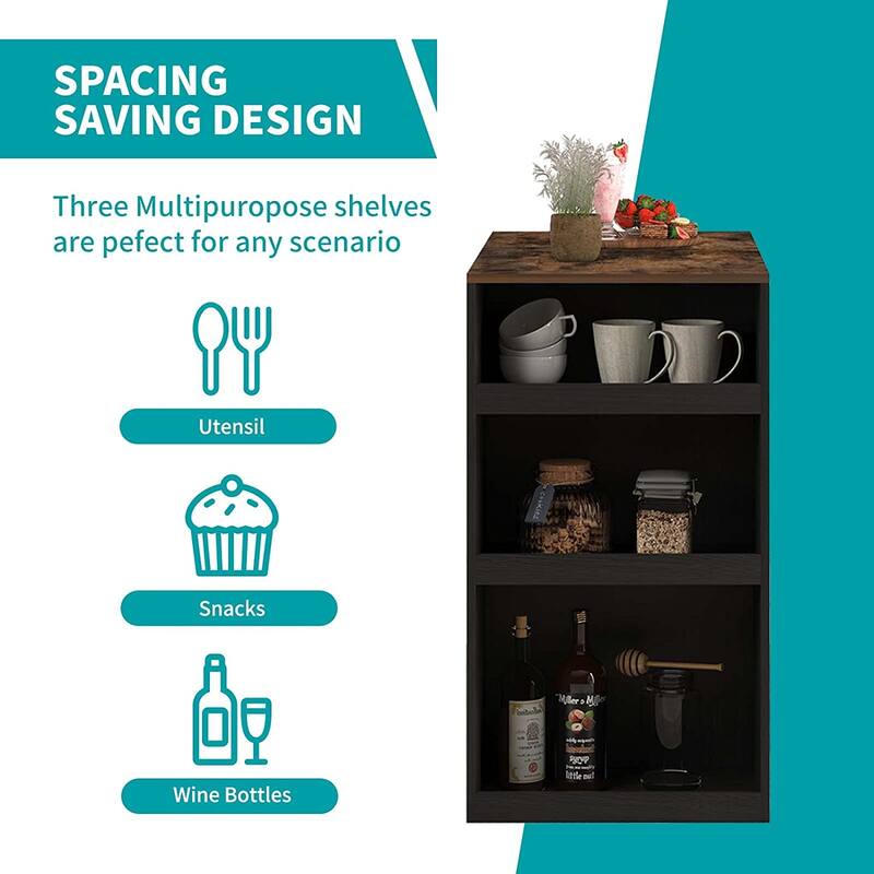 Mixoy Kitchen Table and Stools Set with 3 Storage Shelves,Bistro Bar Table with Bar Stools,Bar Counter,Suitable for Drinking