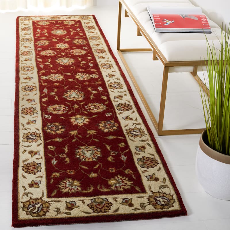 SAFAVIEH Handmade Total Performance Felisha Oriental Rug - 2'3" x 9' Runner - Burgundy/Ivory