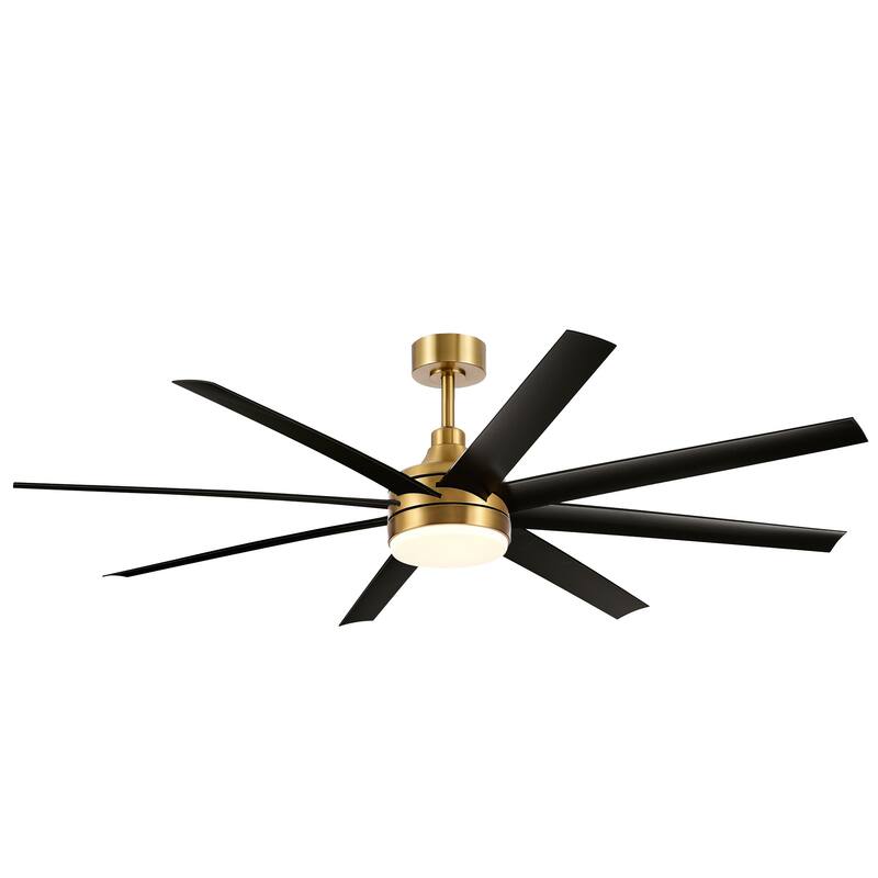 65" Gold LED Ceiling Fan with Light Remote-8 Blade - 65 Inch
