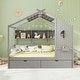 preview thumbnail 5 of 18, Gymax Twin Size House Bed Kids Bed Frame w/ 2 Storage Drawers & Fence