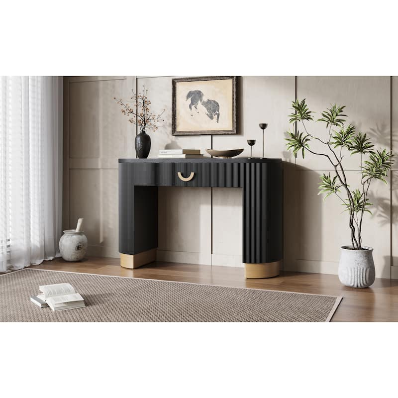 Mirod Modern Console Table with Vertical Ribbed Design