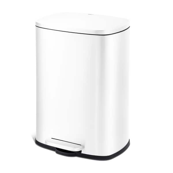 Qualiazero 50L / 13.2 Gallon Rectangular Step Can - White - 13.2 Gallons