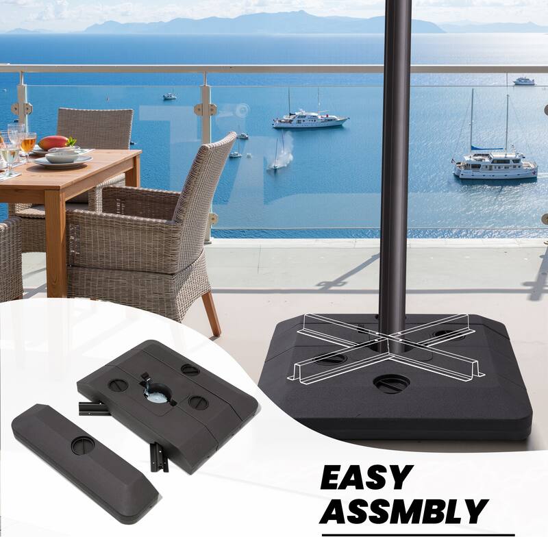 10 FT x 13 FT Outdoor LED Lighted Patio Cantilever Umbrella with Base