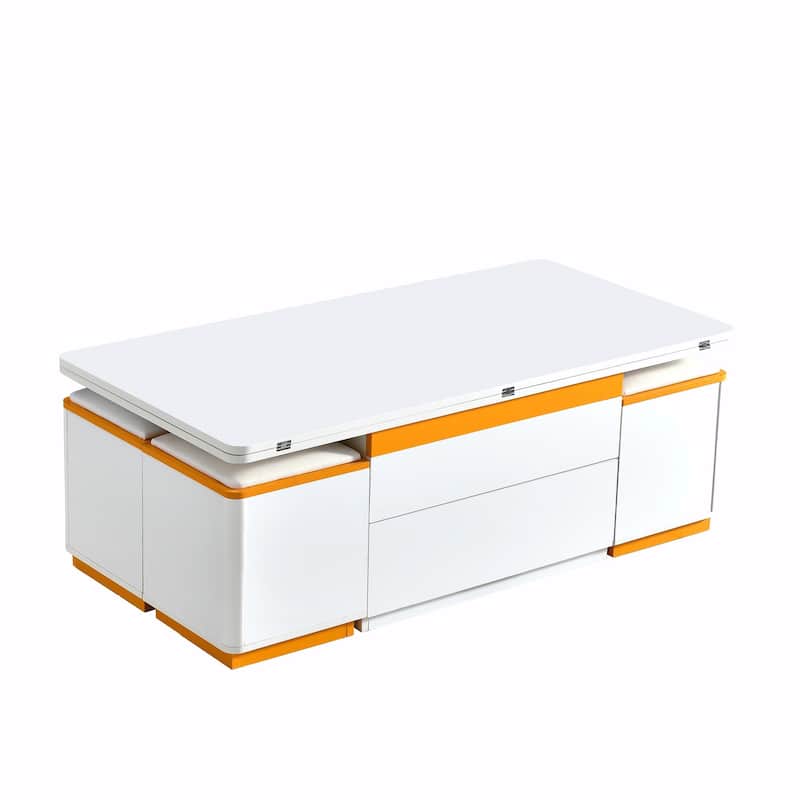 Lift-Top Coffee Table with 4 Storage Stools