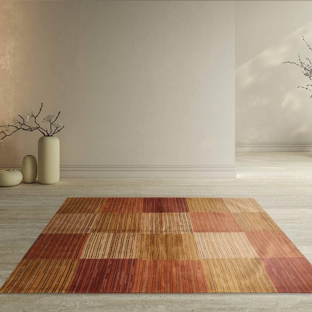 Hand Knotted Michaelian & Kohlberg Rust Tibetan 100% Wool Area Rug - 4' 2'' x 5' 3''