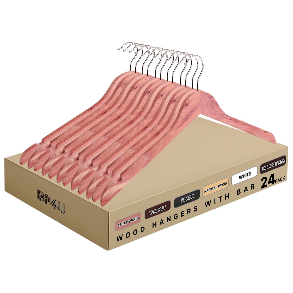 BP4U Premium Wooden Clothes Hangers, Solid Wood Coat Shirt Top Hangers for Jackets, Shirts, Dresses