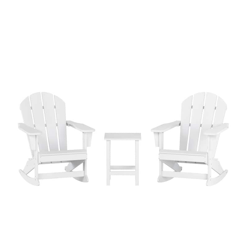 Polytrends Laguna Hdpe All Weather Outdoor Patio Rocking Chairs With Side Table (3-Piece Set)