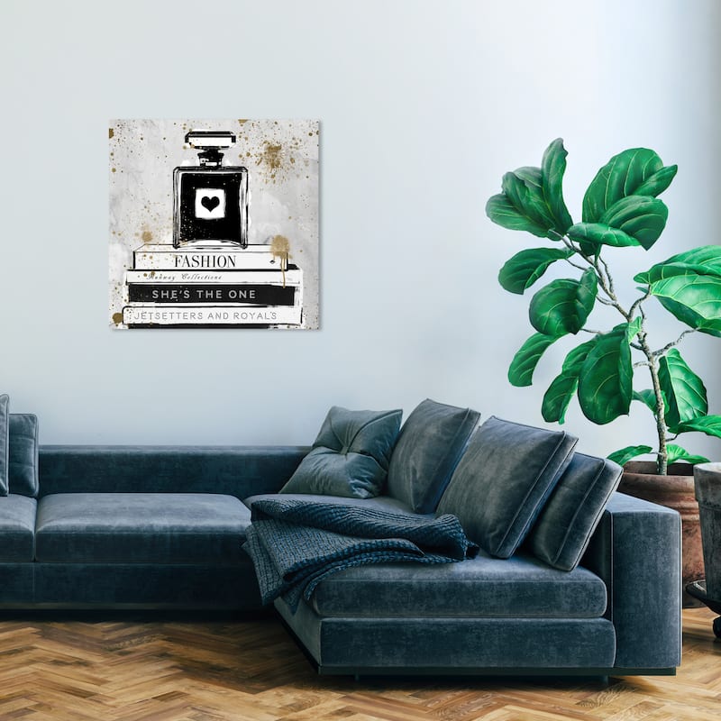 Wynwood Studio Canvas Fashion and Glam Perfume And Books Black and Glam Wall Art Canvas Print - 30 x 30