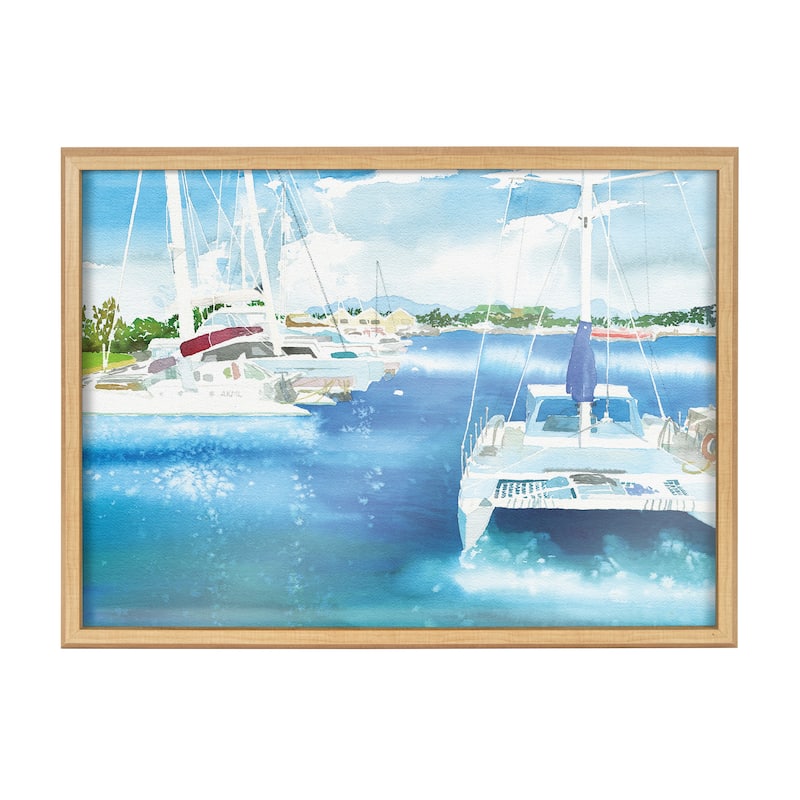 Kate and Laurel Blake Sailing Framed Printed Glass by Janet Meinke-Lau