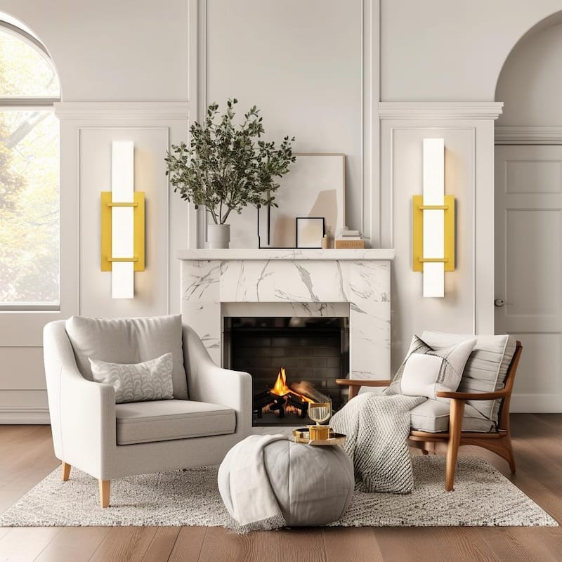 Set of 2 Modern Minimalist Gold Wall Sconces