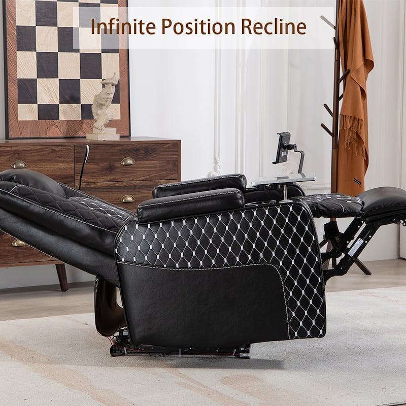 Zero Gravity Power Recliner, PU Recliner with Cup Holder/ Laptop Table /Phone Holder/ Light/ LED