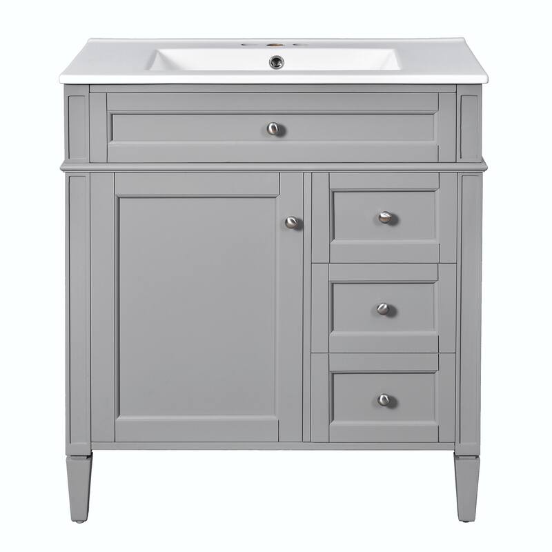 30" Bathroom Vanity with Mirror, Sink, and Storage Cabinet