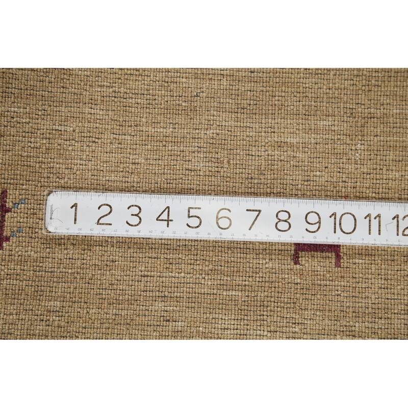 Gabbeh Indian Accent Rug Hand-Knotted Oriental Beige Wool Carpet - 2'11"x 5'3"