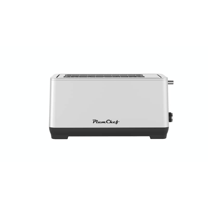 4-Slice Extra Wide Long Slot Toaster (Silver, 1500W) - Stainless Steel with Warming Rack