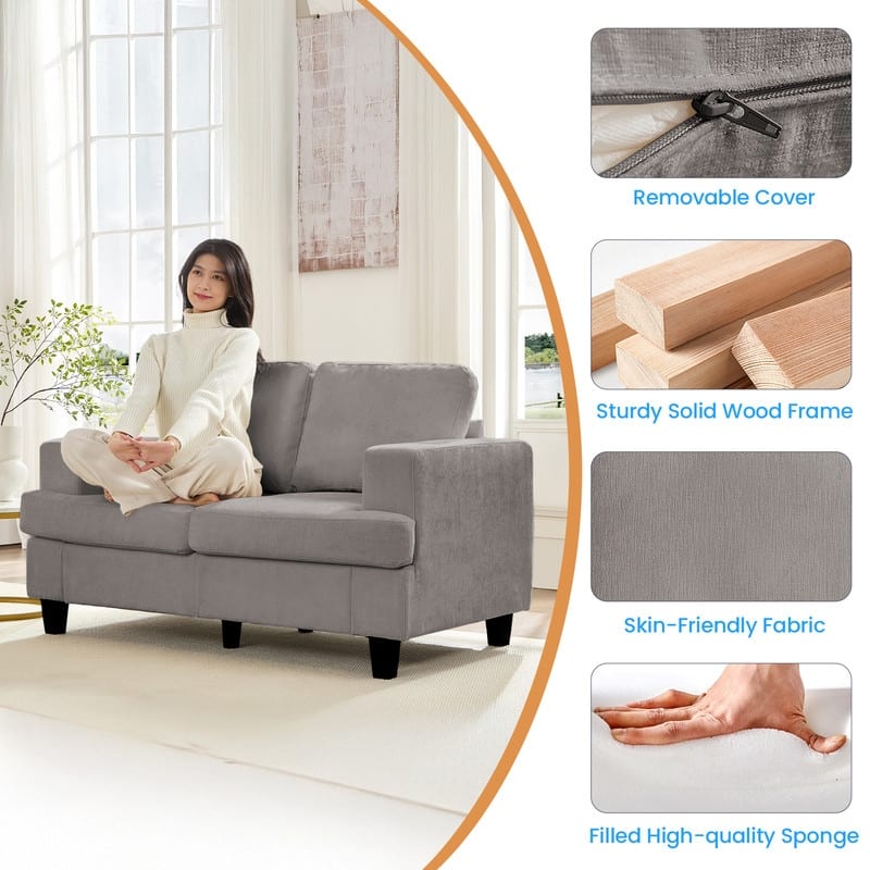 Mixoy W56"Loveseat Sectional Sofa,Chenille Fabric Cloud Sleeper Comfy Upholstered 2-Seater Couches