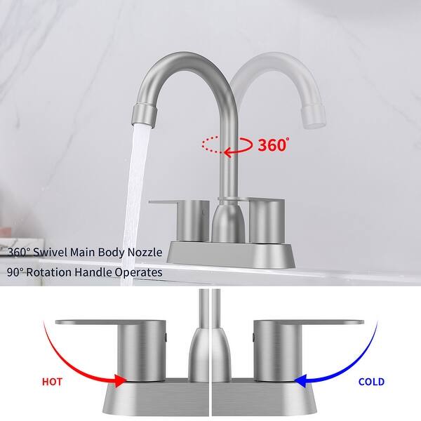 FORIOUS Brushed Nickel Bathroom Faucets For 2 Hole Jamaica