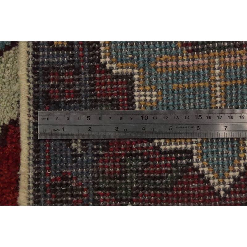 Hand Knotted Oriental 100% Wool Carpet Transitional Geometric Green Oushak Area Rug - 9' 11'' X 7' 11''