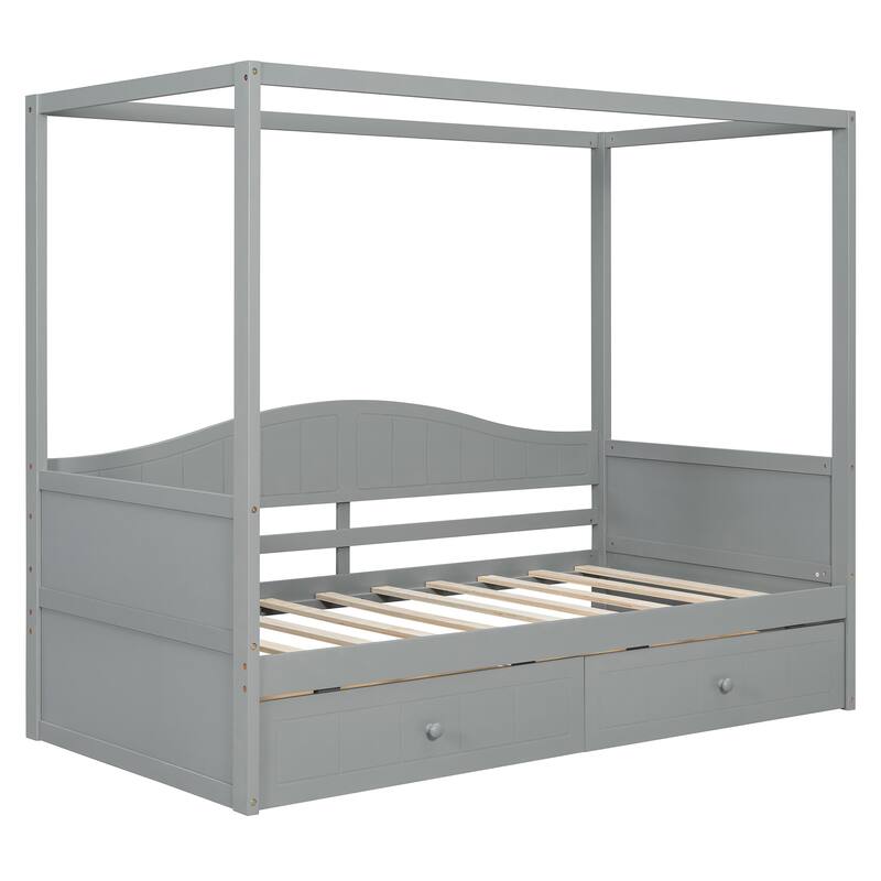 Twin Canopy Daybed with 2 Storage Drawers, Elegant & Functional