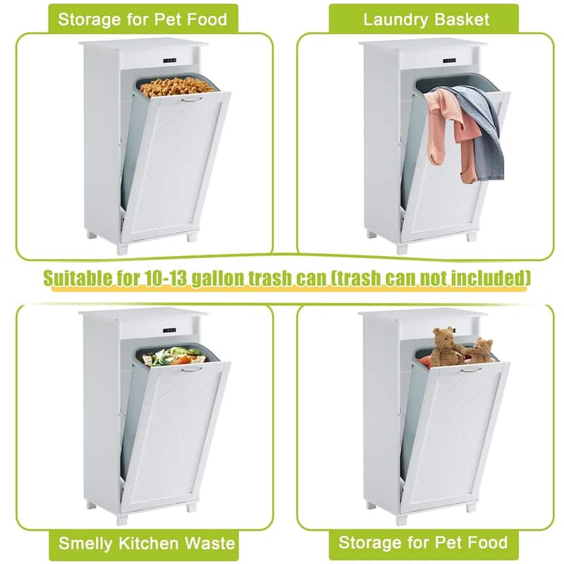 VECELO Tilt Out Kitchen Trash Bin Cabinet with Negative Ion Deodorizing Function Hidden Storage for Kitchen