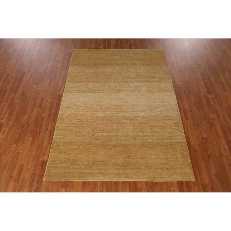 Contemporary Gold Gabbeh Indian Area Rug Handmade Wool Carpet - 5'3" x 7'7"