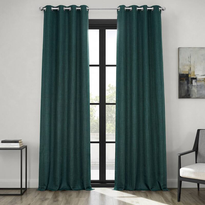Exclusive Fabrics Grommet Textured Faux Linen Room Darkening Curtains for Bedroom & Living Room Curtains (1 Panel)