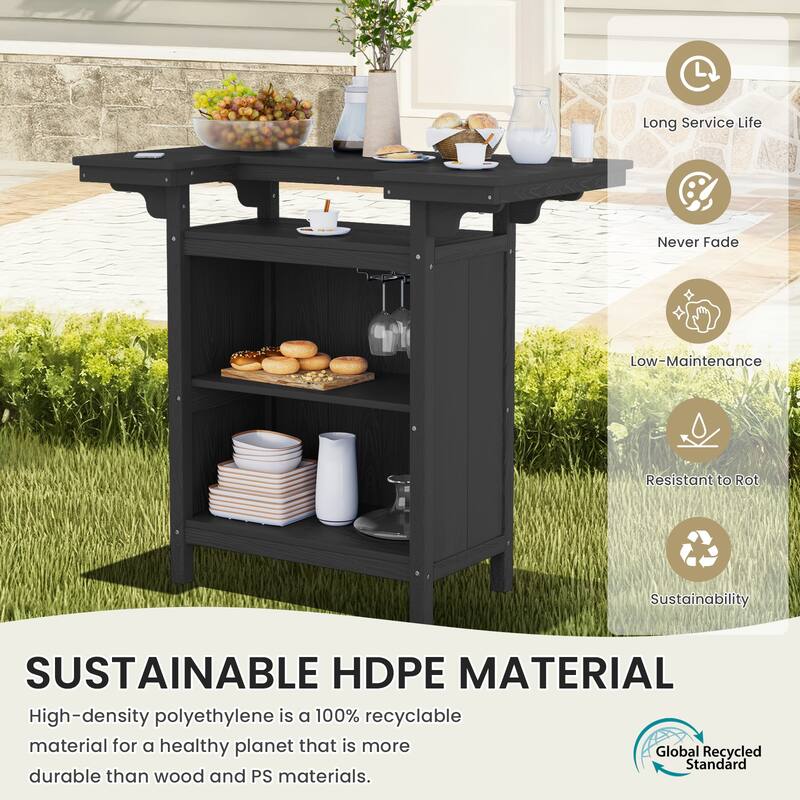 HDPE Indoor/Outdoor Bar Table with Storage Shelves