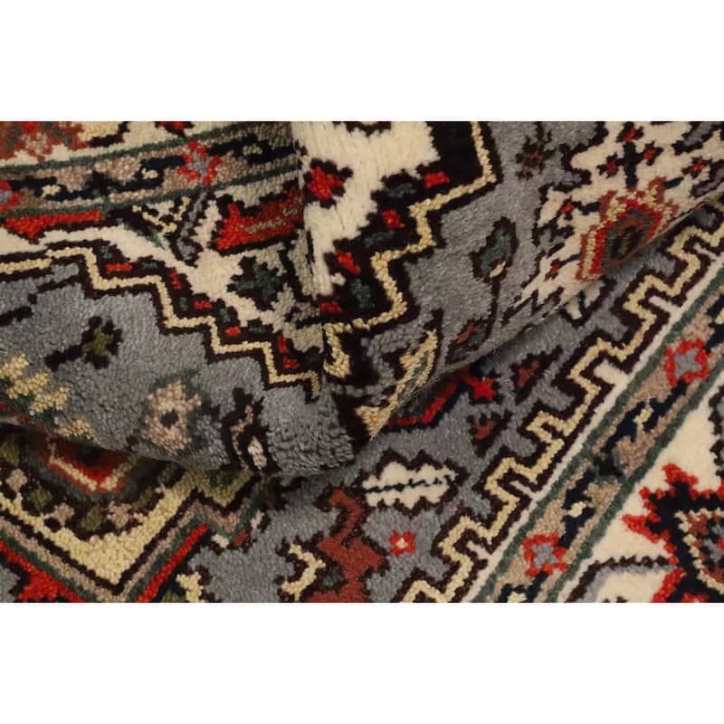 Hand Knotted Oriental 100% Wool Carpet Traditional Medallion Greys & Charcoal Heriz (serapi) Area Rug - 6' 1'' X 4' 1''