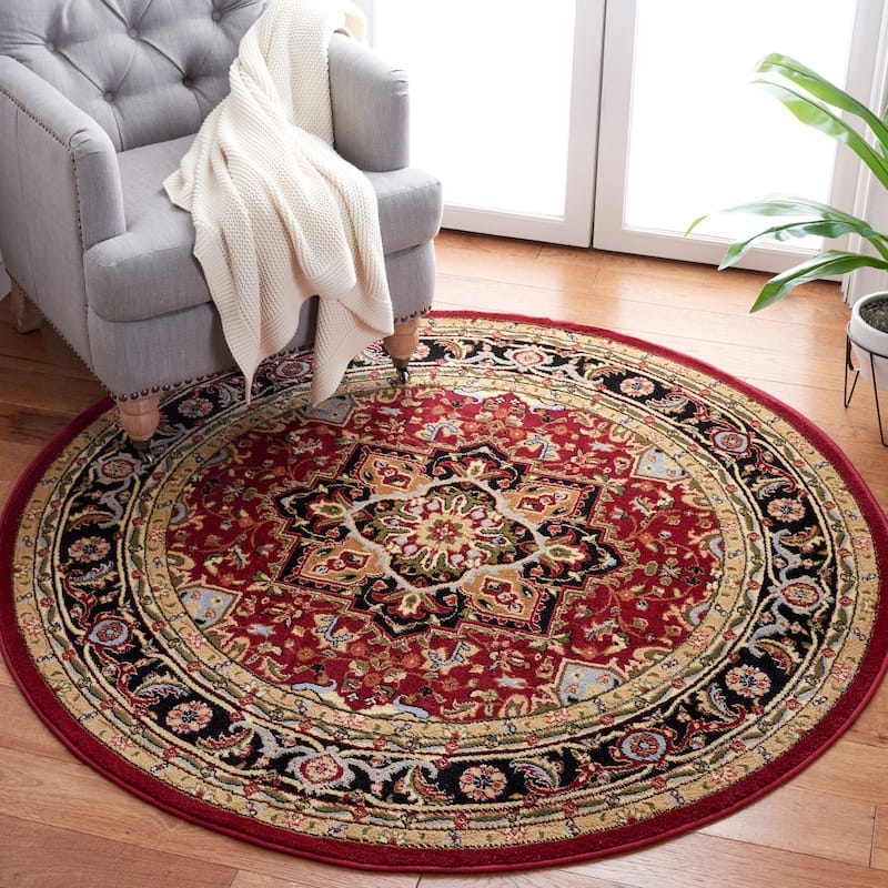 SAFAVIEH Lyndhurst Laquita Traditional Oriental Medallion Rug - 10' Round - Red/Black