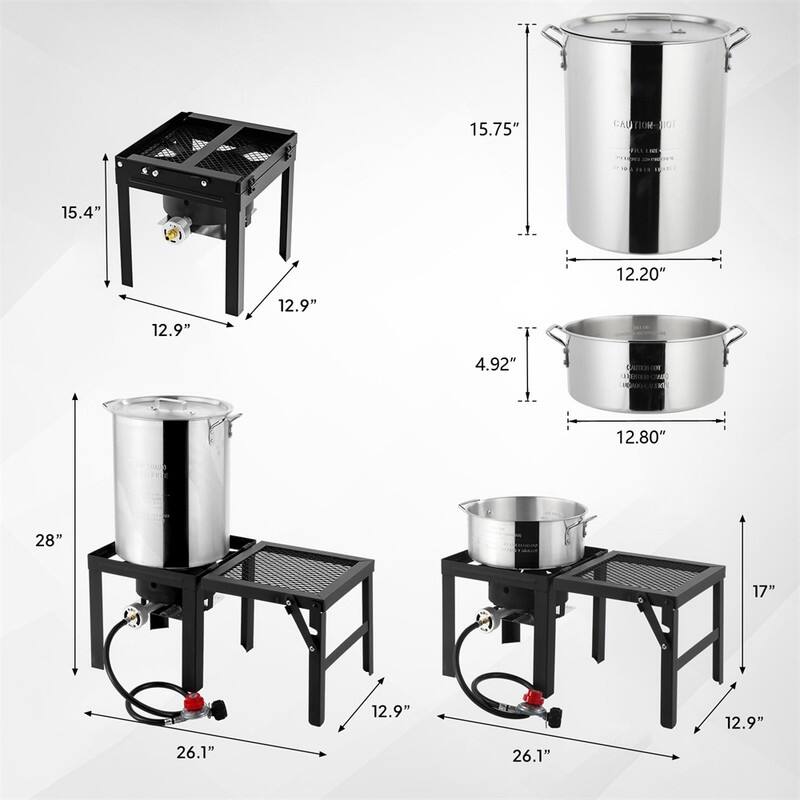 30QT Turkey Fryer And 10QT Fish Fryer Kit With Propane Stove And Foldable Side Table - N/A