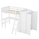 preview thumbnail 6 of 7, White Twin Loft Bed with Desk, Shelves & Storage Wardrobe
