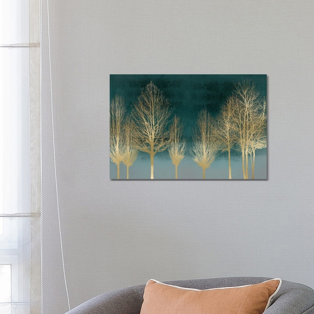 iCanvas "Gold Forest On Teal" by Kate Bennett Canvas Print