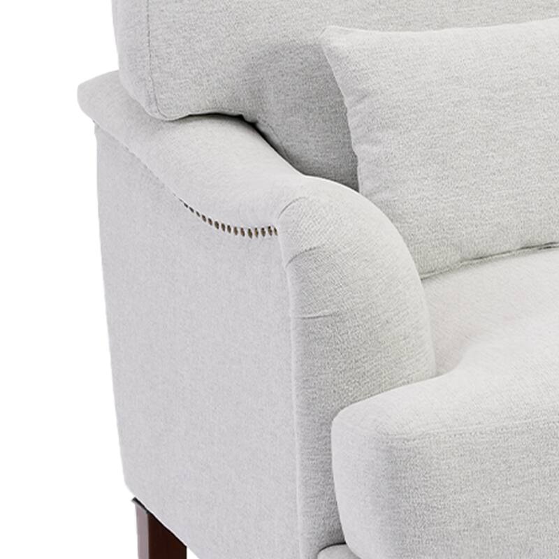 Chenille Accent Chairs with Lumbar Pillows Nailhead (Set of 2)