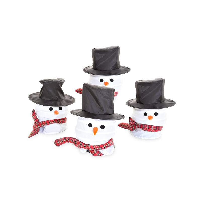 Snowman Path Light Covers with Solar Window, Set of 4